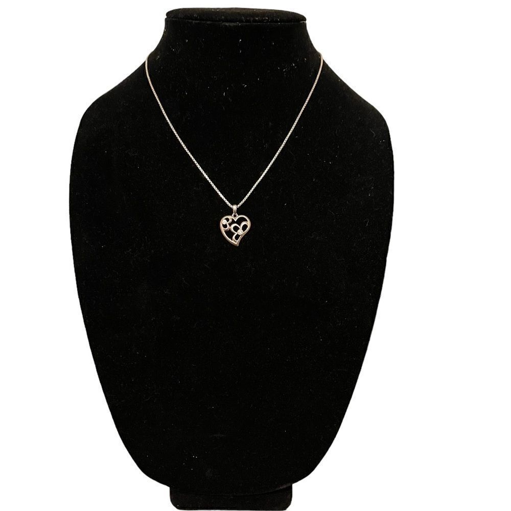 Metalsmiths 925 Heart with Flowers & Cubic Zirconia Inside Heart Necklace